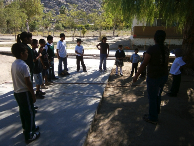 Actividades de enseñanza de lengua kumiai en La Huerta, Baja California.