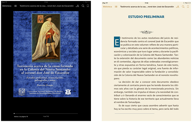 Portada e interior del e-Pub para lectura en tabletas