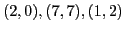 $ (2,0),(7,7),(1,2)$