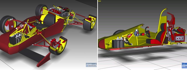 Visualización, con Efecto de Corte, de los Sistemas Internos del Vehículo FSAE