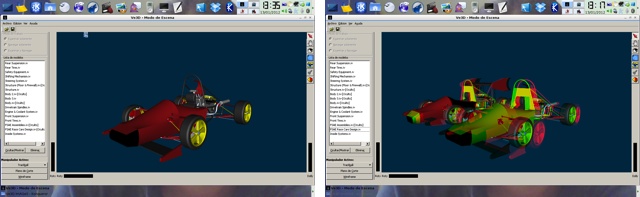 Visor de modelos en estéreo activo del Vehículo FSAE®, con Ve3D sobre Plataforma LiNuX en ambiente KDE..