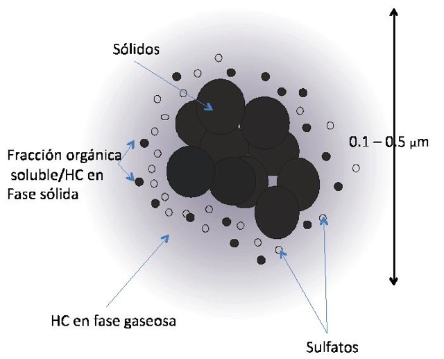 Estructura diagramática del carbono negro 