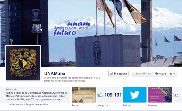 Perfil de la UNAM en Facebook. 