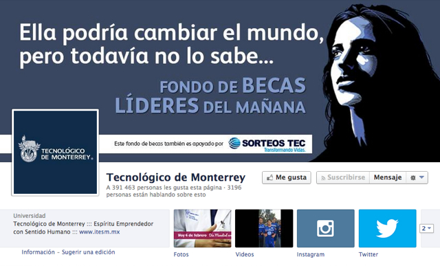 Perfil del Tecnológico de Monterrey en Facebook. 