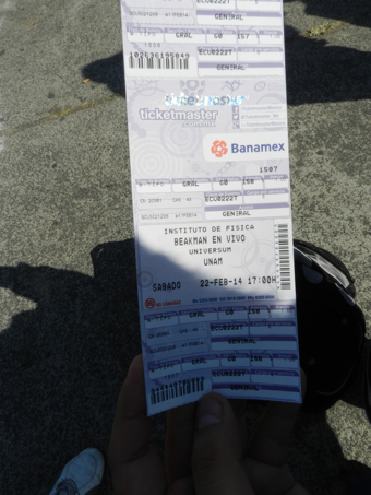  Boleto para la presentación de Beakman en la UNAM.  