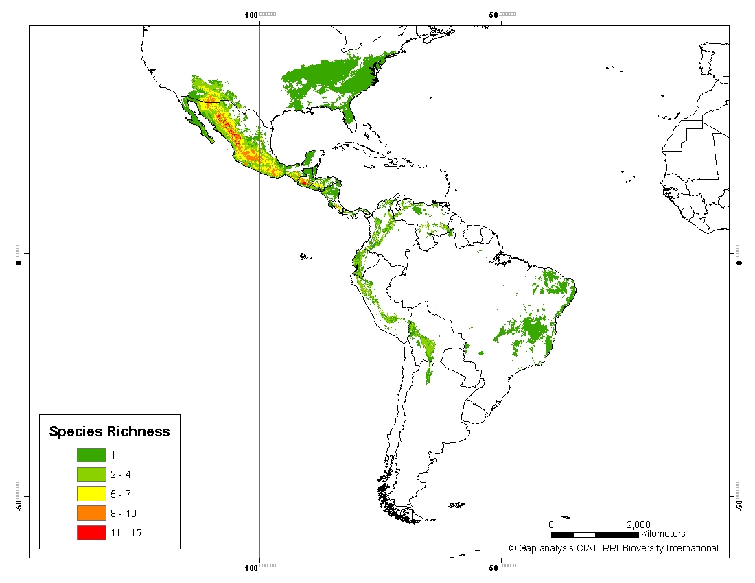 Distribución de la riqueza de especies del género