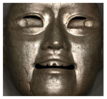 Figura 1. Detalle de RTI con realzamiento especular de una máscara incisa de Arroyo Pesquero, Veracruz. Original se encuentra en las colecciones del Museo de Antropología de Xalapa.


