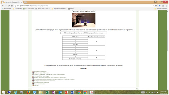 Figura 4: Actividad de diagnóstico (inicio), recursos y actividades (desarrollo) del módulo 7 del diplomado.