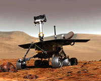 [Imagen del robot Spirit explorando el planeta rojo.]