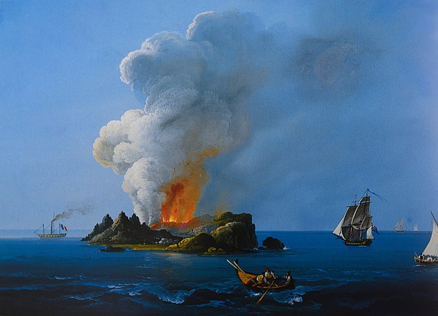 Imagen histórica de la erupción del volcán Empédocles