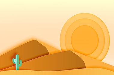 Cactus,In,The,Desert,Landscape,With,Paper,Art,Style,Vector