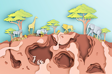 Illustration,Of,The,Environment,And,Animals,Wildlife,In,Africa.,Graphic