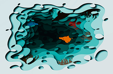 Abstract,Blue,On,Marine,Life,Ocean,Wave,And,Core,Reef