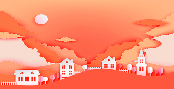 Urban,Countryside,Landscape,Village,With,Cute,Paper,Houses,,Trees,And